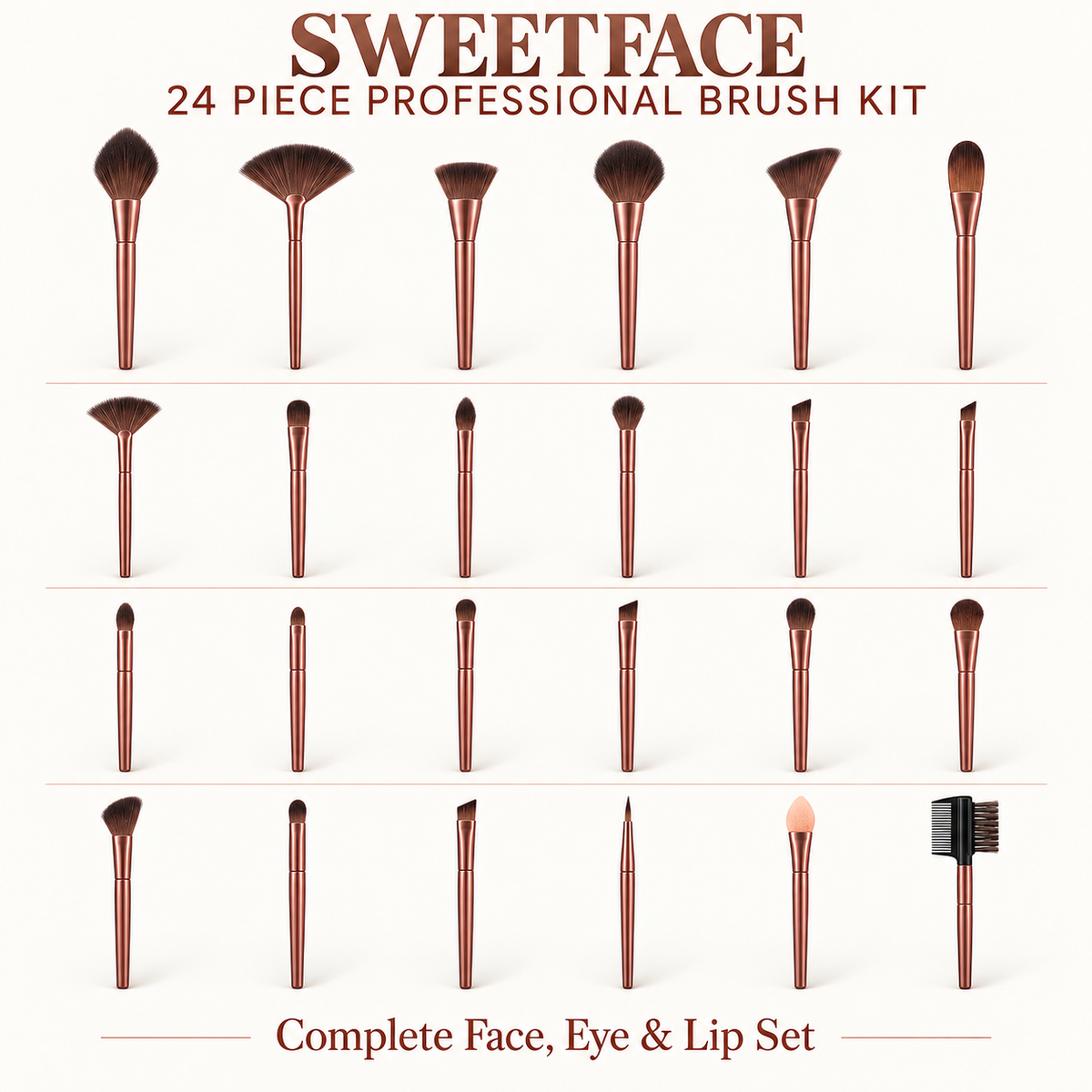 Sweetface 24 Pcs Luxury Professional Brush Kit