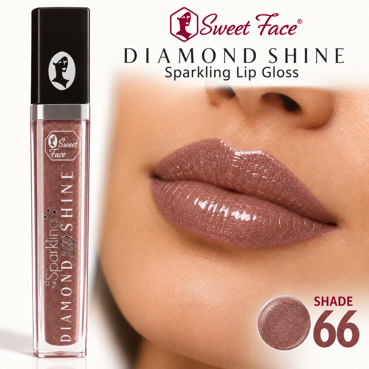 Sweetface Sparkling Diamond Shine Lip Gloss – Shade 66