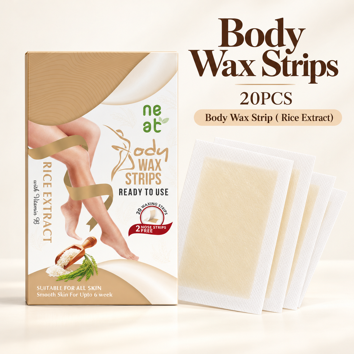 Sweetface Body Wax Strips 20 Pcs – Rice Extract
