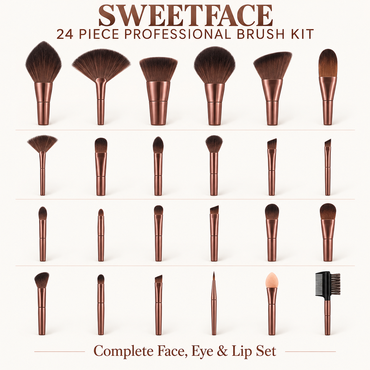 Sweetface 24 Pcs Luxury Professional Brush Kit