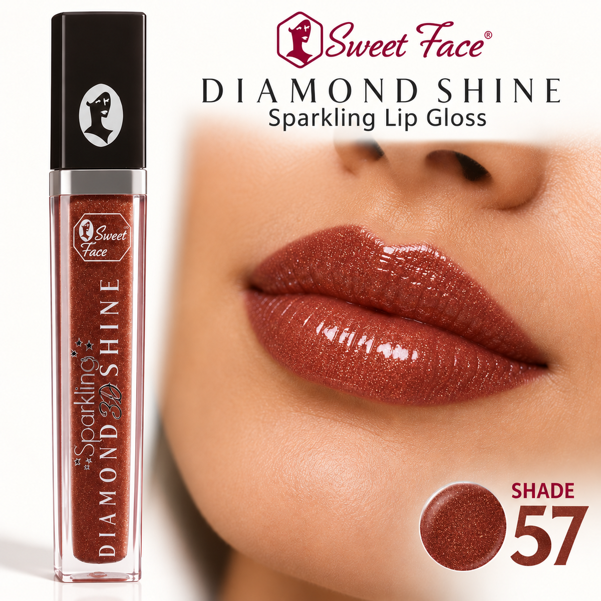 Sweetface Sparkling Diamond Shine Lip Gloss – Shade 57