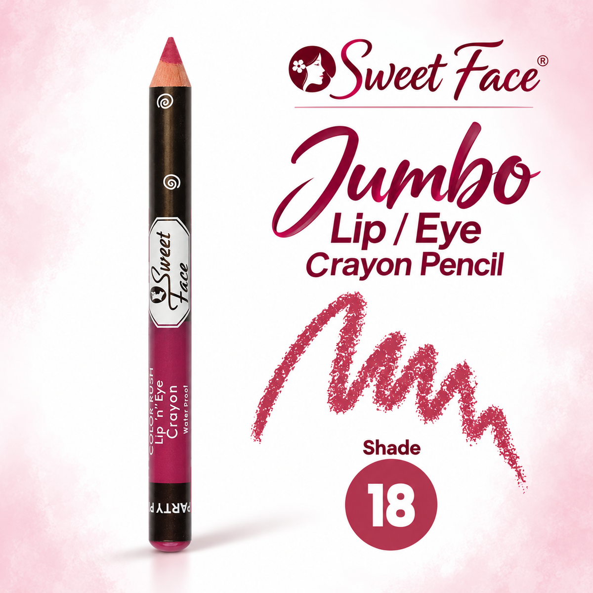 Sweetface Jumbo Lip/Eye Crayon Pencil – Shade 18