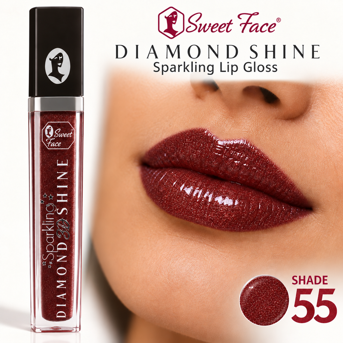 Sweetface Sparkling Diamond Shine Lip Gloss – Shade 55