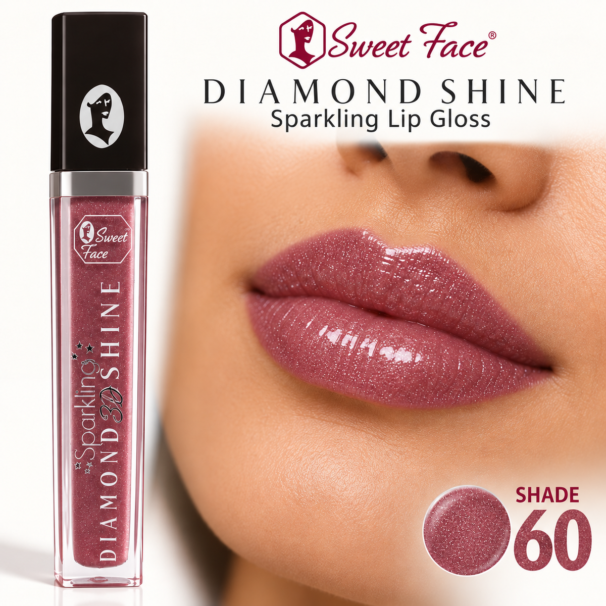 Sweetface Sparkling Diamond Shine Lip Gloss – Shade 60