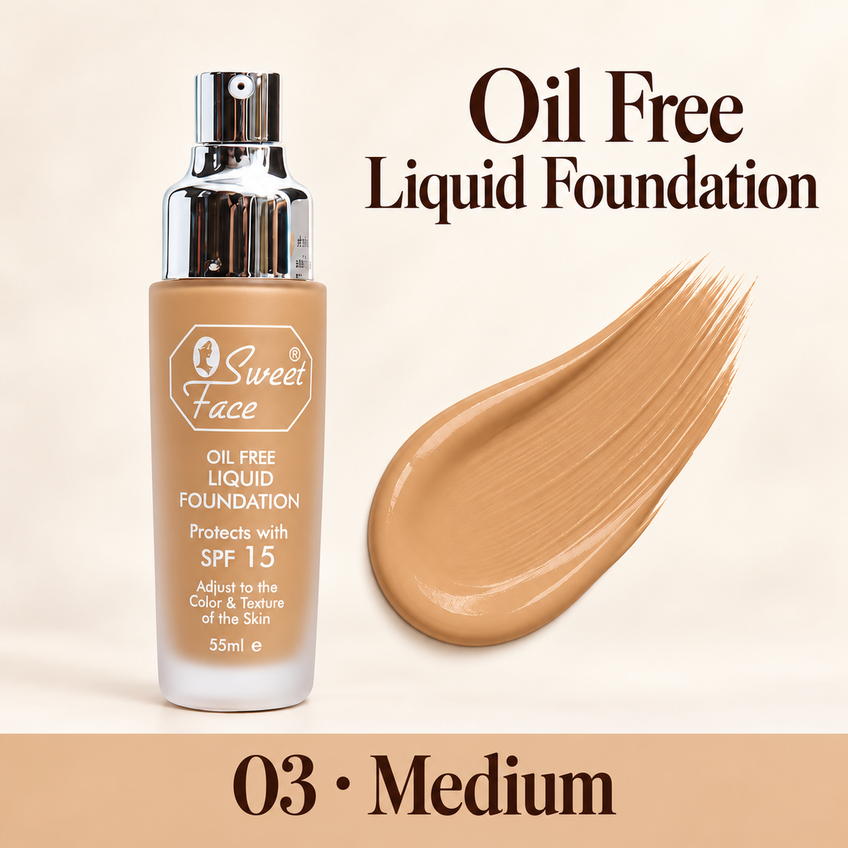 Sweetface Oil Free Liquid Foundation – 03 Medium
