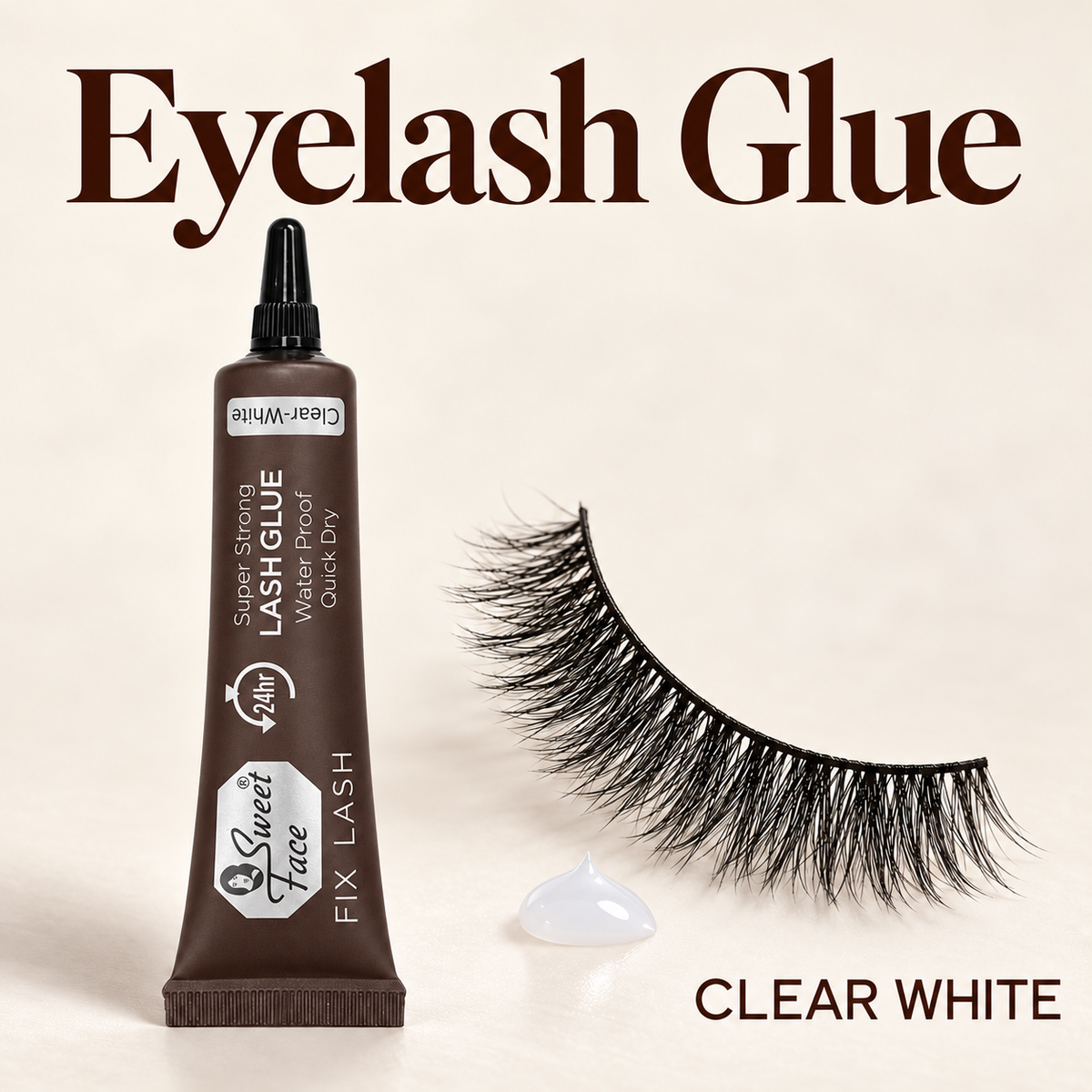 Sweetface Eyelash Glue – Latex-Free Lash Adhesive – Clear White