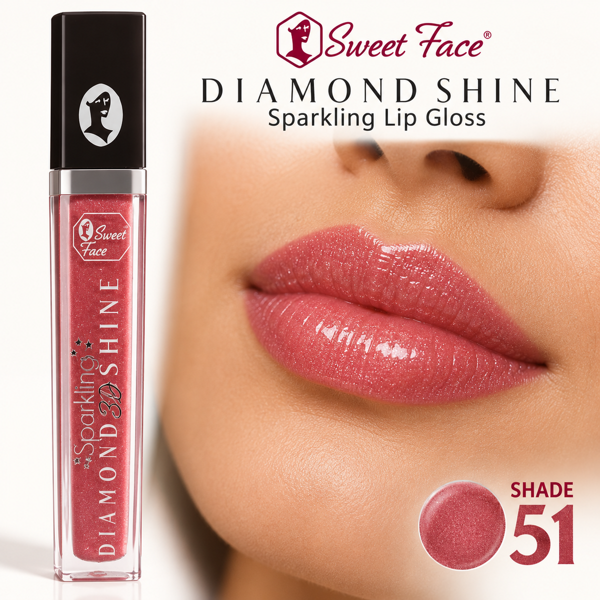Sweetface Sparkling Diamond Shine Lip Gloss – Shade 51