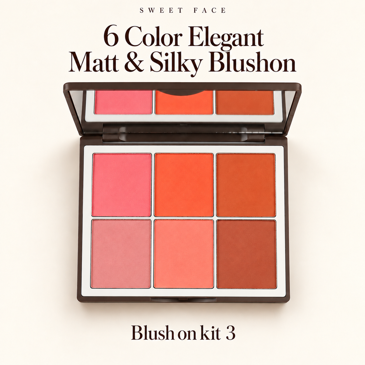 Sweetface 6 Color Elegant Matte & Silky Blush On – Palette 3