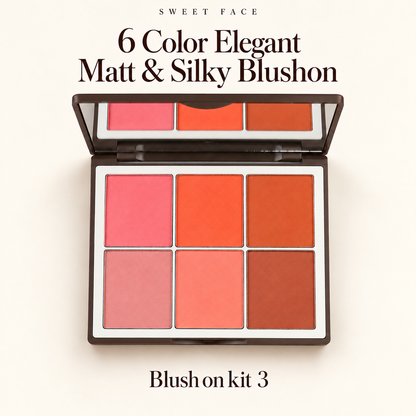 Sweetface 6 Color Elegant Matte & Silky Blush On – Palette 3
