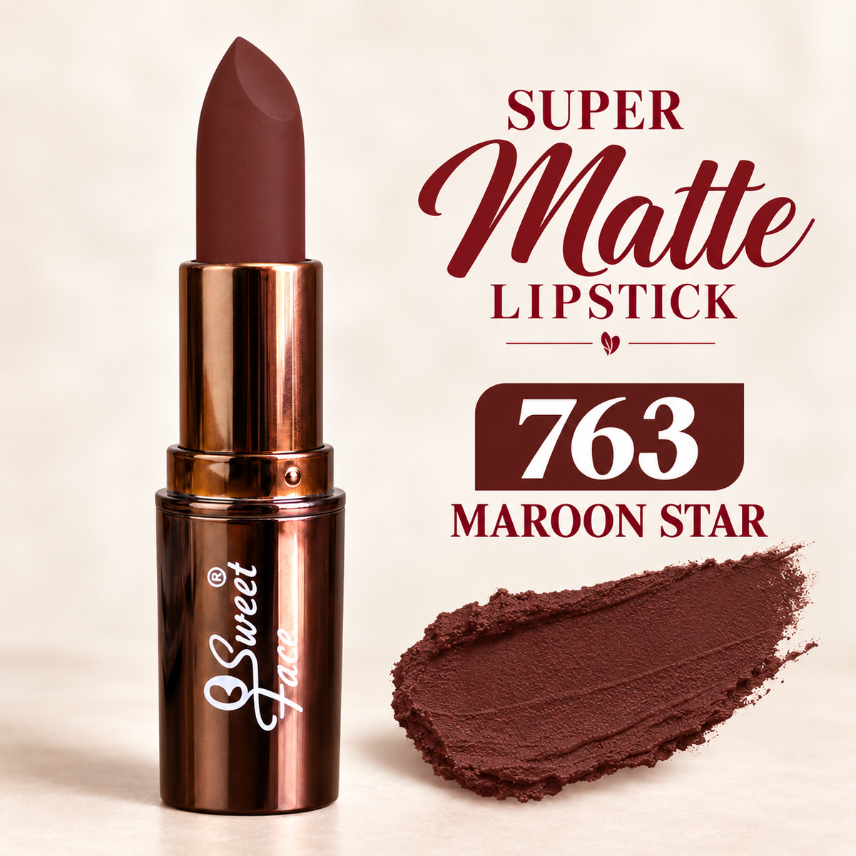 Sweetface Super Matte Lipstick – Shade 763